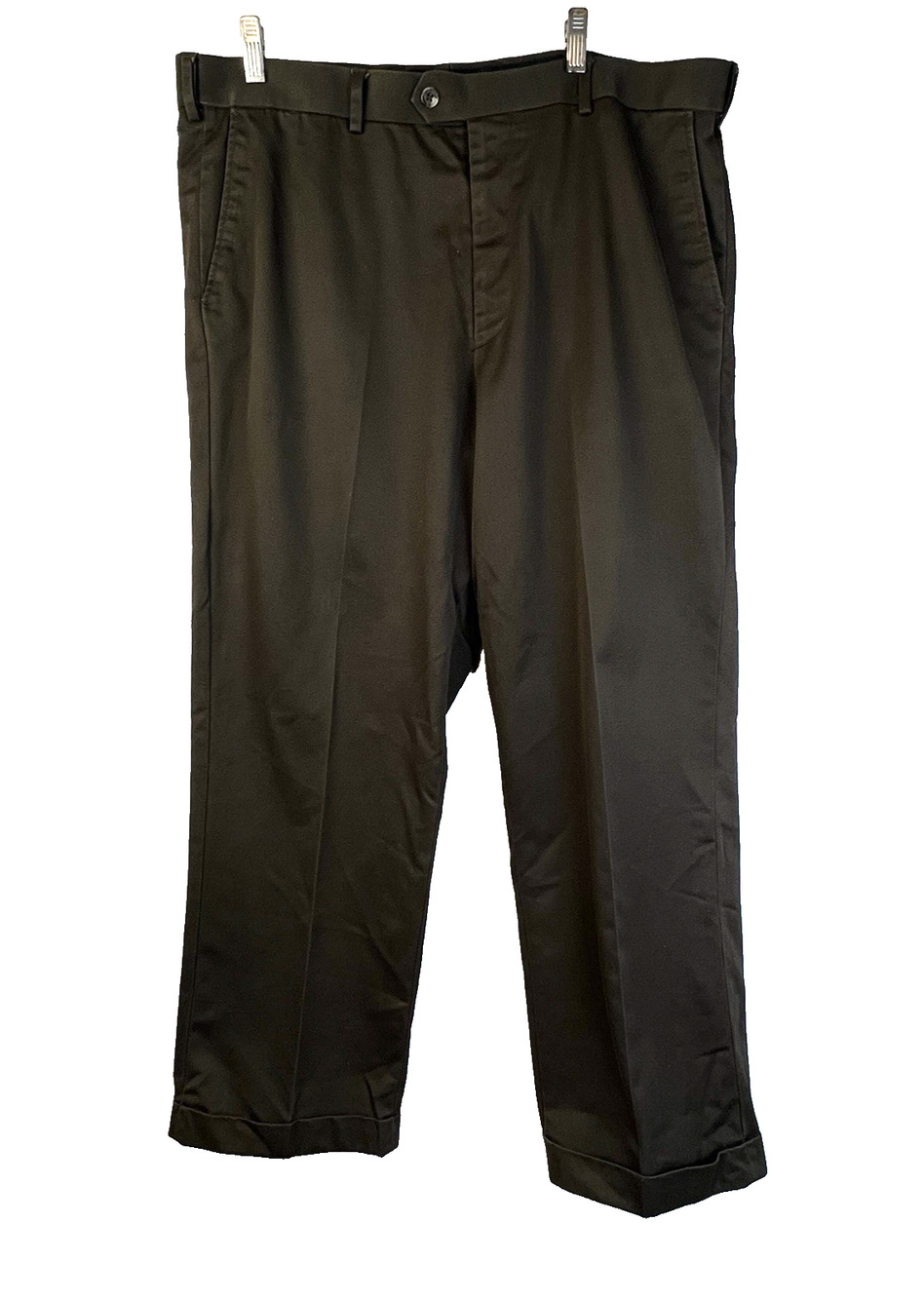 Sag Harbor Cuffed Pants Men 40 x 30 Dark Brown Cotton Career Work Preppy